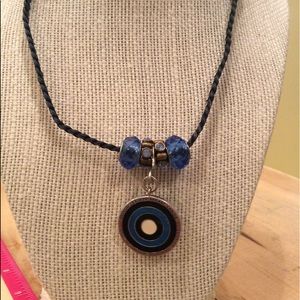 Sterling silver and rope breast cancer necklace